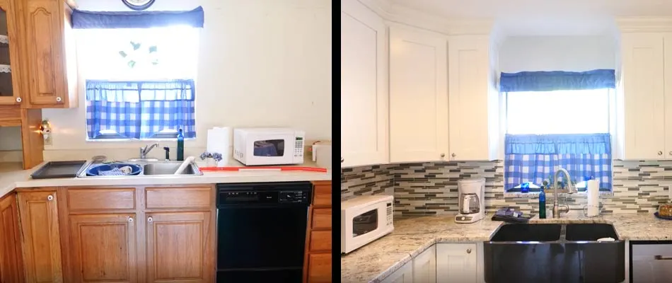 Before and after of a Kitchen remodel that True Builders has done for homeowners in Dover, FL.