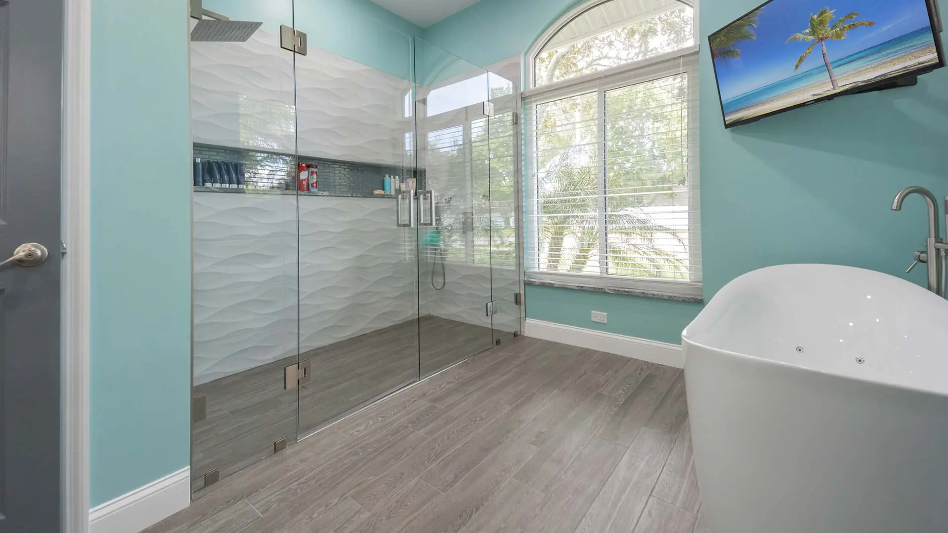 Modern bathroom remodel with custom tub near Plant City, FL.