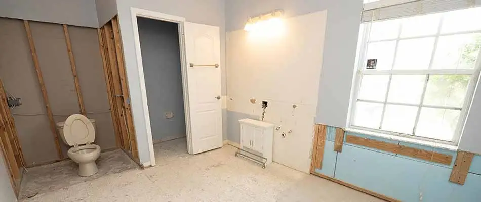Torn down bathroom before new new design is implemented.