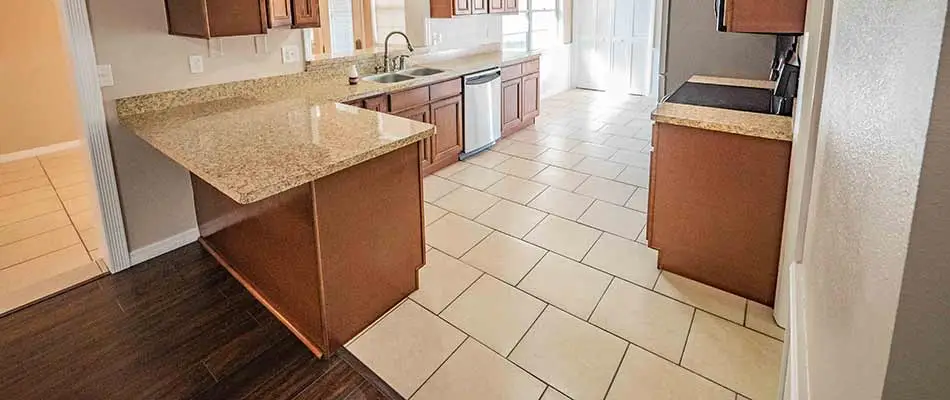 Ceramic kitchen tile floor remodeling project in Lakeland, FL.