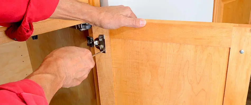 Removing a kitchen cabinet door in Lakeland, FL.