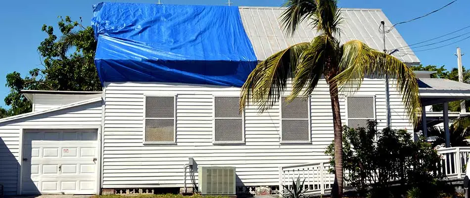This roof in Plant City, FL sustained storm damage.