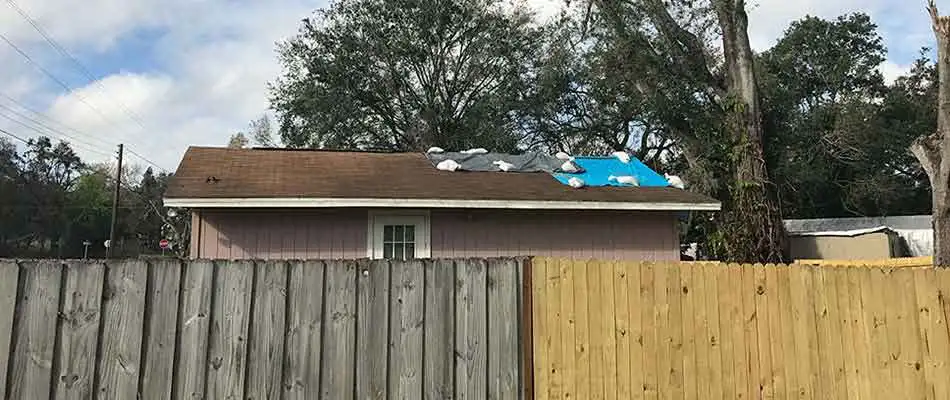 A home in Plant City that has missing shingles from a powerful storm, and is now dealing with roof leaks.