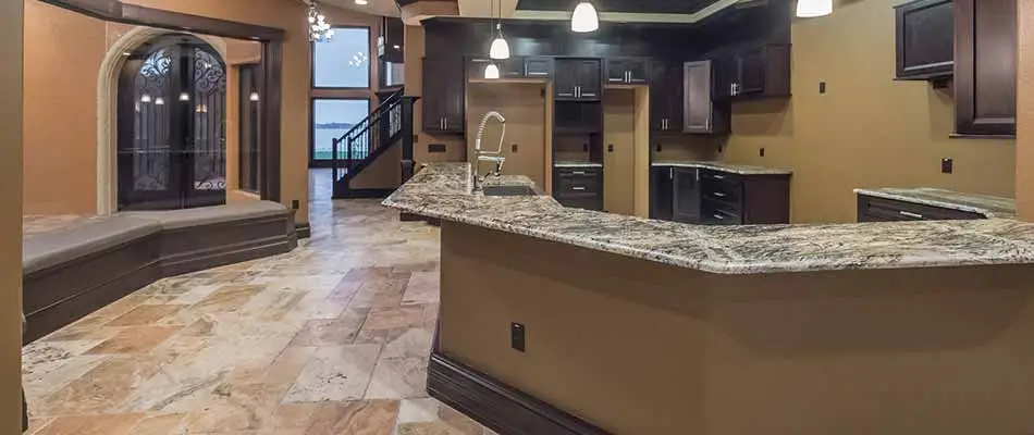Stone kitchen floor and remodeling at a home in Plant City, FL.