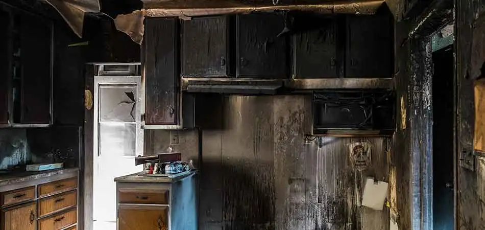 A fire damaged kitchen in Lakeland can benefit from fire restoration services.