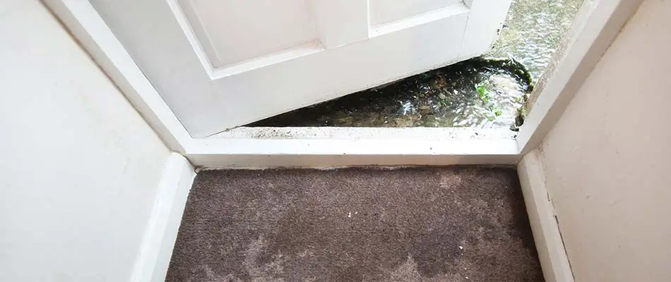 Water damage inside a home's doorway near Lakeland, FL.