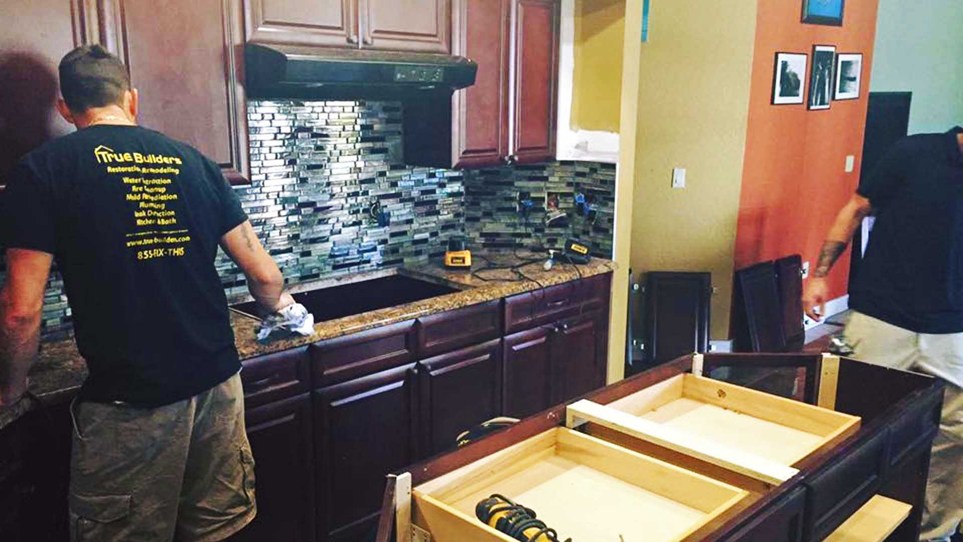 A homeowner in Zephyrhills, FL getting their kitchen remodeled by True Builders.