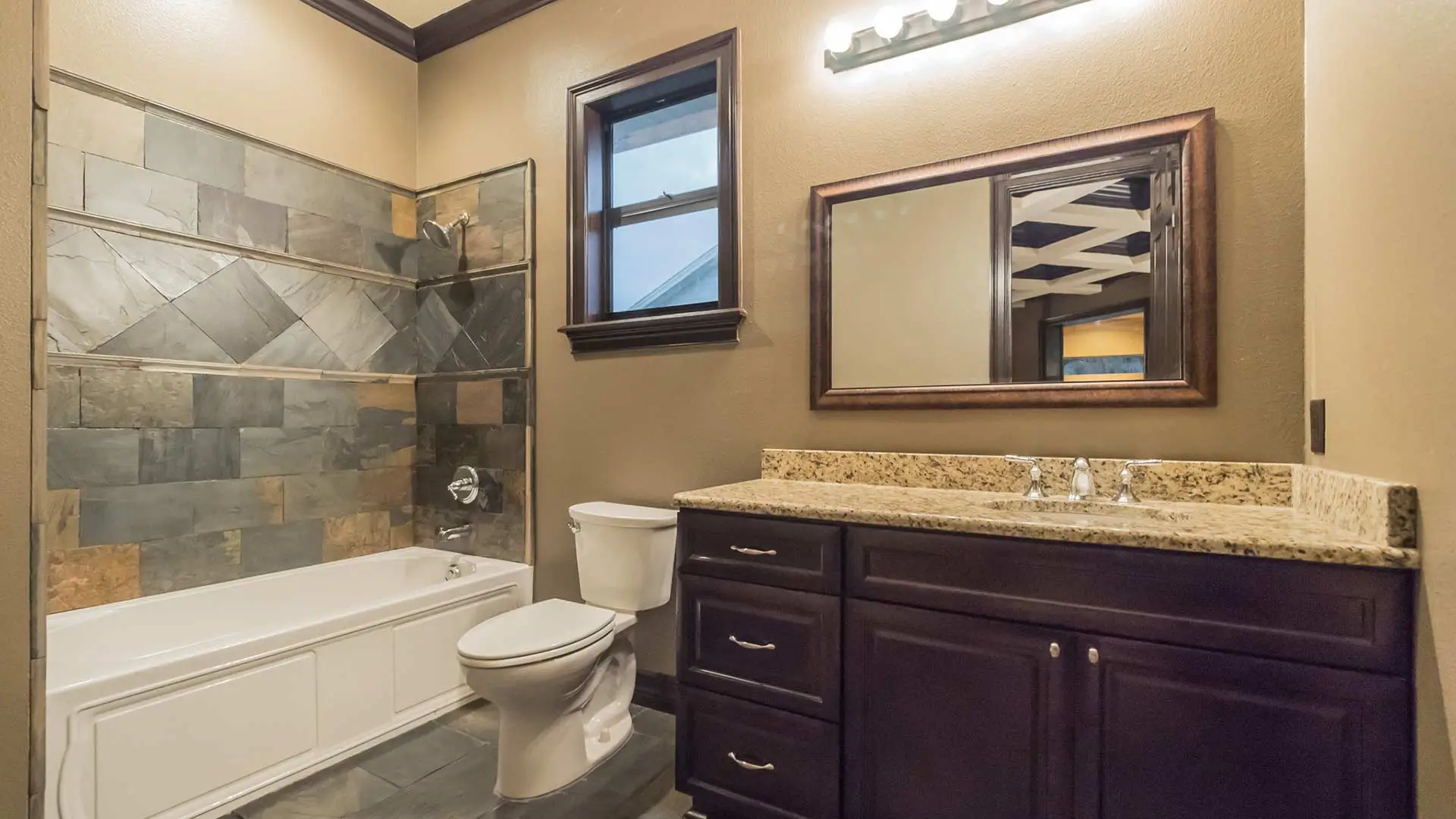 Example of a restored and remodeled bathroom by True Builders for a homeowner in Plant City.