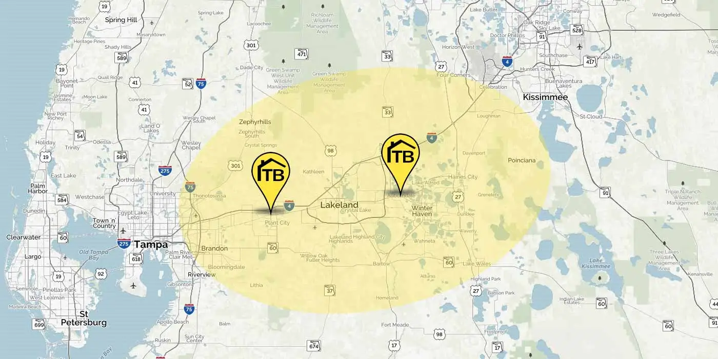 Our disaster cleanup and restoration service area in Central Florida.